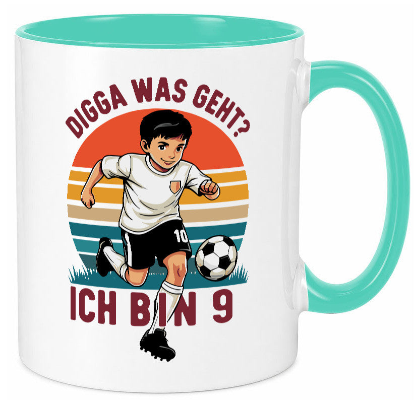 9 Geburtstag | Jahre Digga was geht ab Fußball lustig Geschenkidee Geschenk