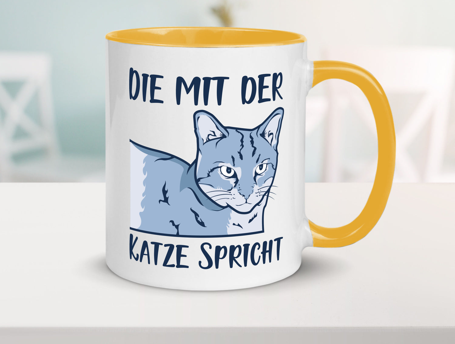 Die mit der Katze spricht | Humor Tierliebhaber Geschenkidee Tasse