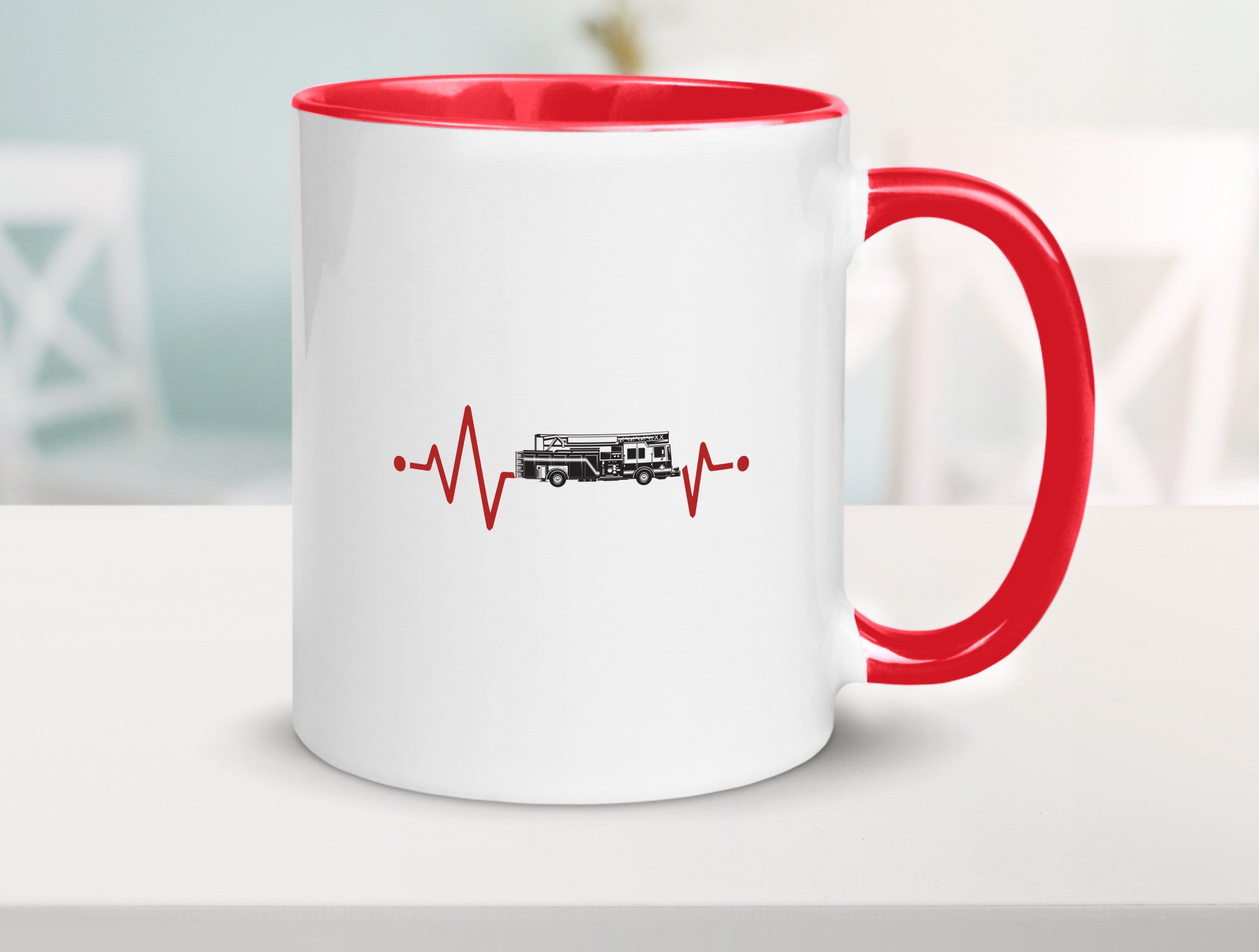 Herzschlag | Feuerwehrfahrzeug Feuerwehr Humor Geschenkidee Tasse