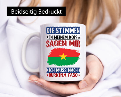 Burkina Faso | Urlaub Stimmen in meinem Kopf Traumland Geschenkidee Humor Tasse