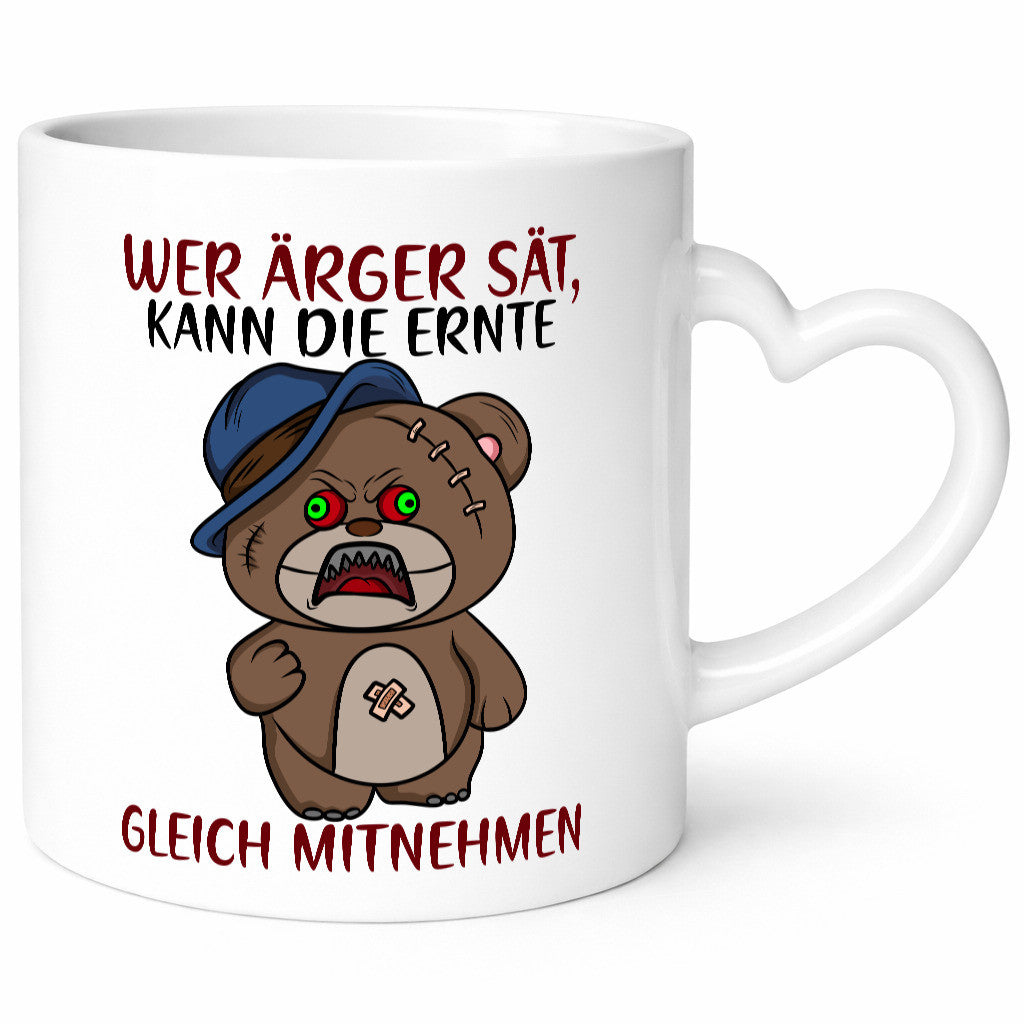 Wer Ärger sät | wütender Bär Comic frecher Spruch Humor Geschenkidee Tasse