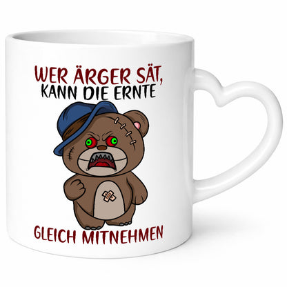 Wer Ärger sät | wütender Bär Comic frecher Spruch Humor Geschenkidee Tasse