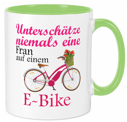 Unterschätze niemals eine Frau | E-Bike Sport Rad fahren lustig Humor