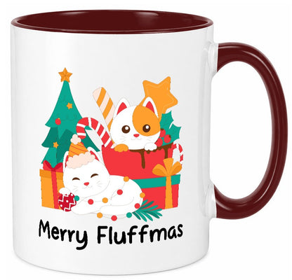 Merry Fluffmas | Weihnachten Katzen weihnachtskatzen lustiger Spruch Geschenk Tasse