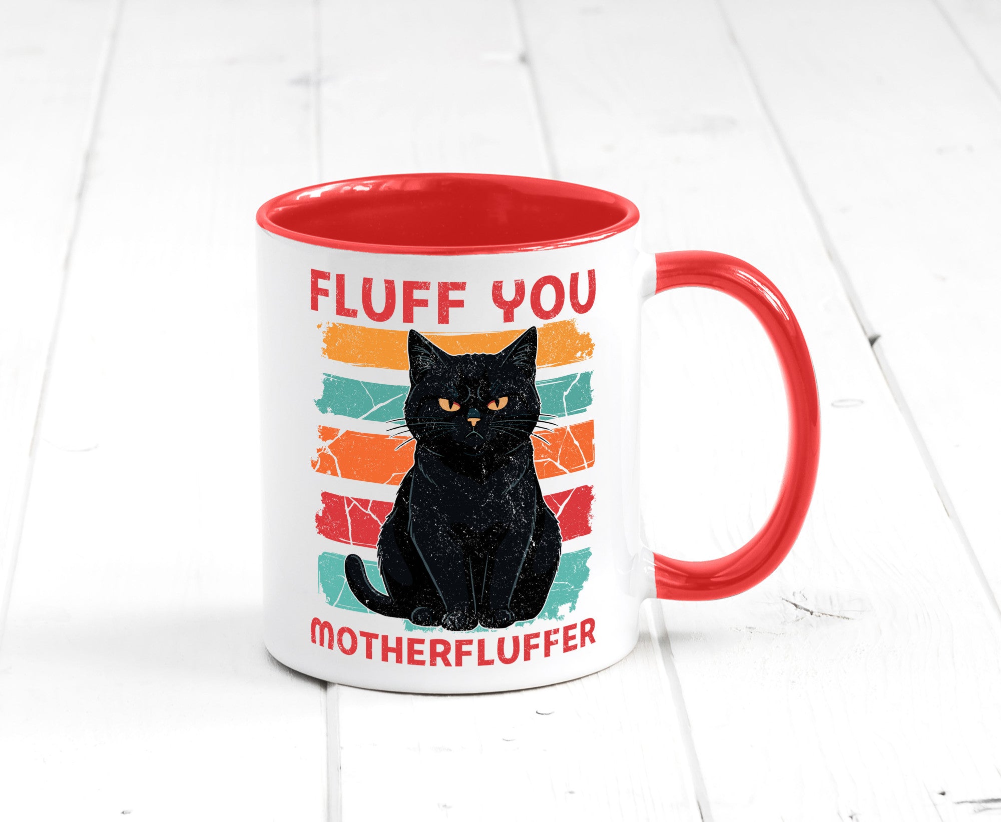 Fluff you Motherfluffer | Schwarze Katze Böse Humor Tierliebhaber Geschenkidee