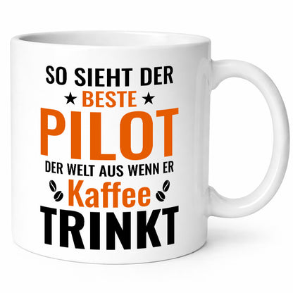 Kaffee trinkt: Pilot | Flugzeug Piloten lustiger Spruch Geschenk Humor