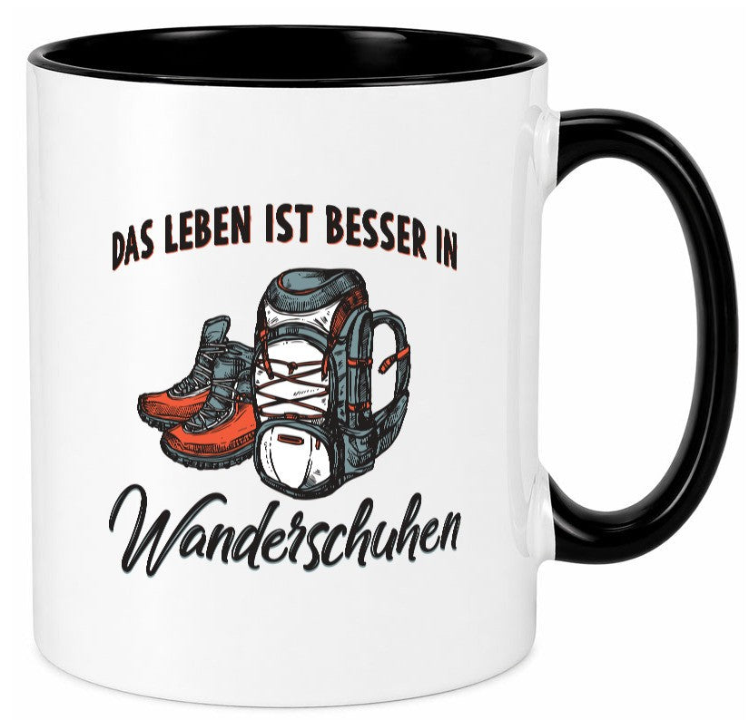 Leben ist besser in Wanderschuhen | Wanderschuhe Rucksack lustig Humor Tasse