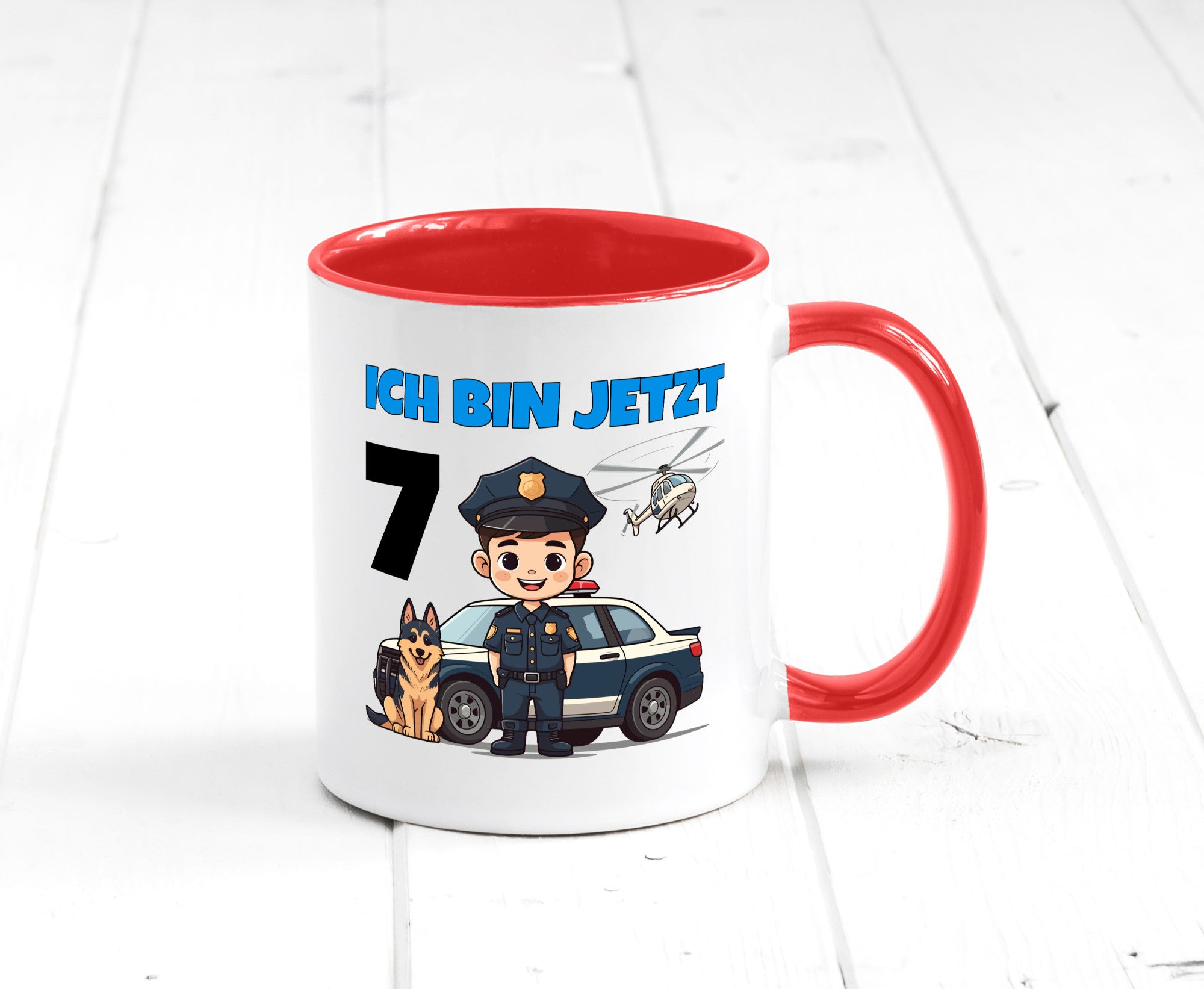7. Geburtstag | 7 Jahre Polizei Kind Polizeiauto Humor Geschenkidee Tasse