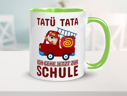 Bär in Feuerwehrauto | Tatü Tata Einschulung Tasse Humor Geschenkidee