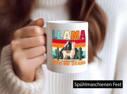 Llama with no Drama | Lama Geschenk Humor Geschenkidee lustiger Spruch Tasse