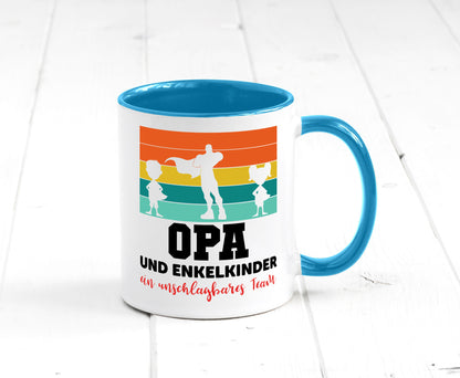 Opa und Enkelkinder ein unschlagbares Team Geschenkidee Familie Humor Tasse