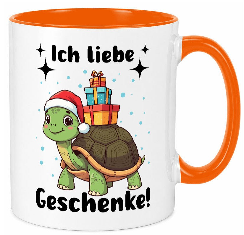Ich liebe Geschenke | Weihnachtsschildkröte Geschenk Humor Geschenkidee Tasse