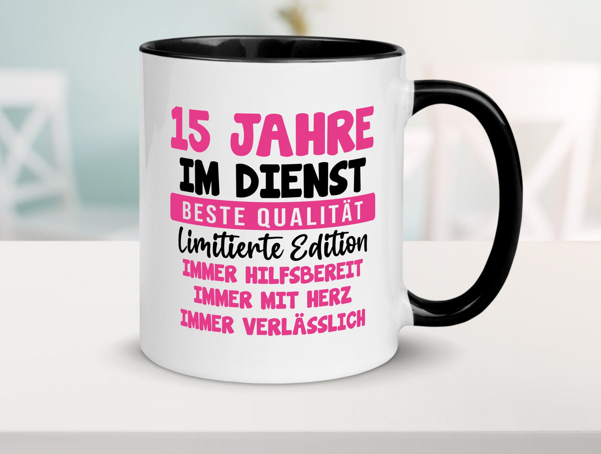 15 Jahre im Dienst | Jubiläum Arbeit v10 Humor Kollegen Büro Geschenkidee Tasse