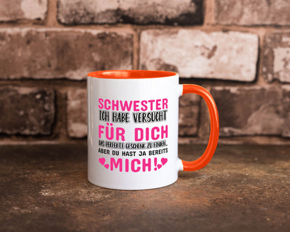 Schwester Tasse | lustiger Spruch Geschwisterliebe v2 Humor Geschenkidee