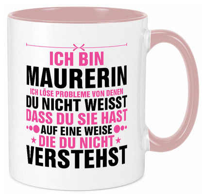 Löse Probleme: Maurerin v2 lustiger Spruch Geschenk Humor Geschenkidee Tasse