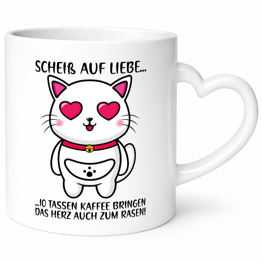 Scheiß auf Liebe | Katze mit Herzen Kaffee Kaffeetrinker Geschenkidee