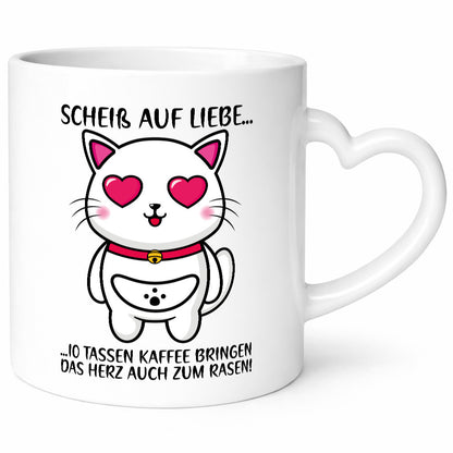 Scheiß auf Liebe | Katze mit Herzen Kaffee Kaffeetrinker Geschenkidee