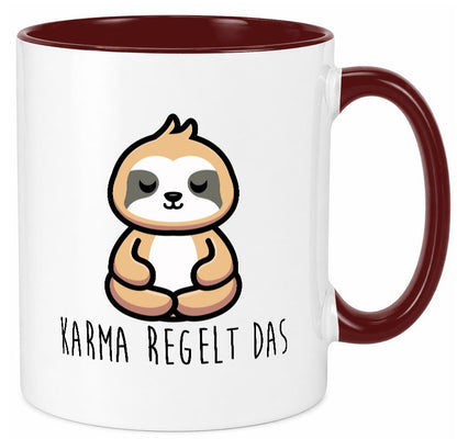 Karma regelt das | Yoga Faultier Meditation Chillen Geschenk Tierliebhaber Tasse