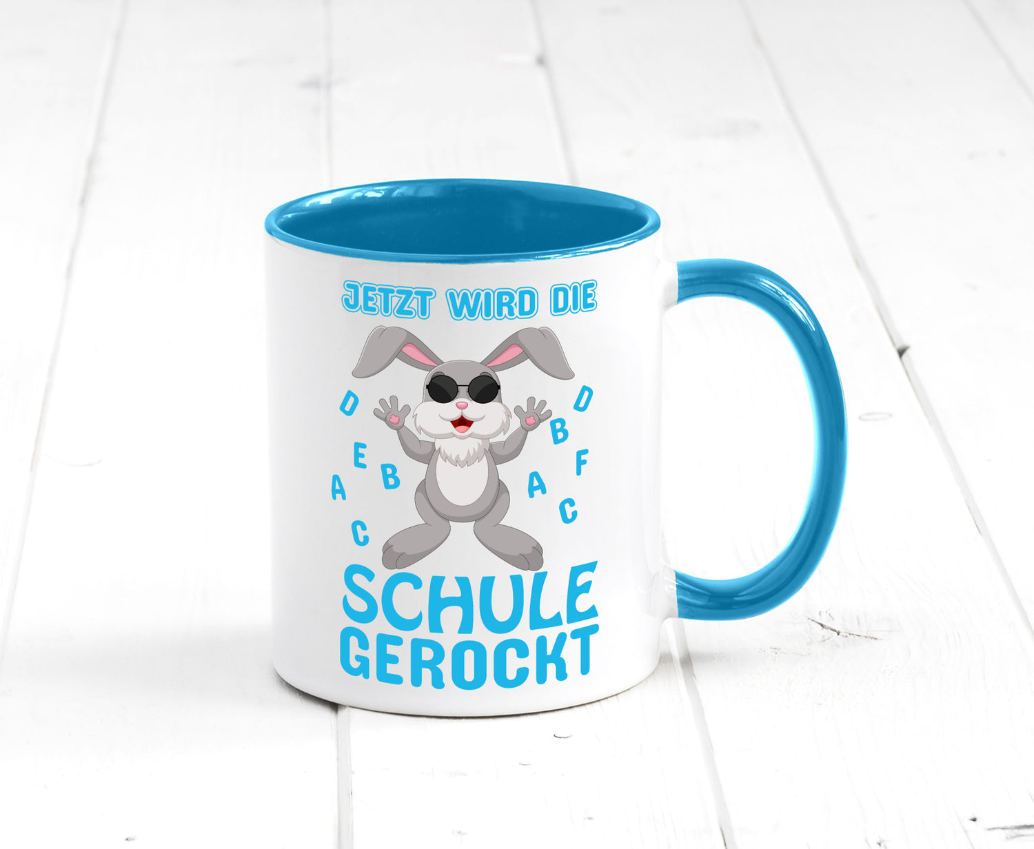 Schule wird gerockt | Schulbeginn Tasse cooler Hase lustiger Spruch Geschenk