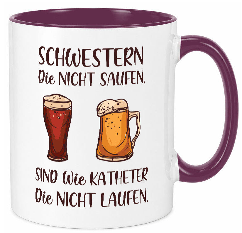 Schwestern die nicht saufen, Katheder laufen | Gläser lustiger Spruch Geschenk