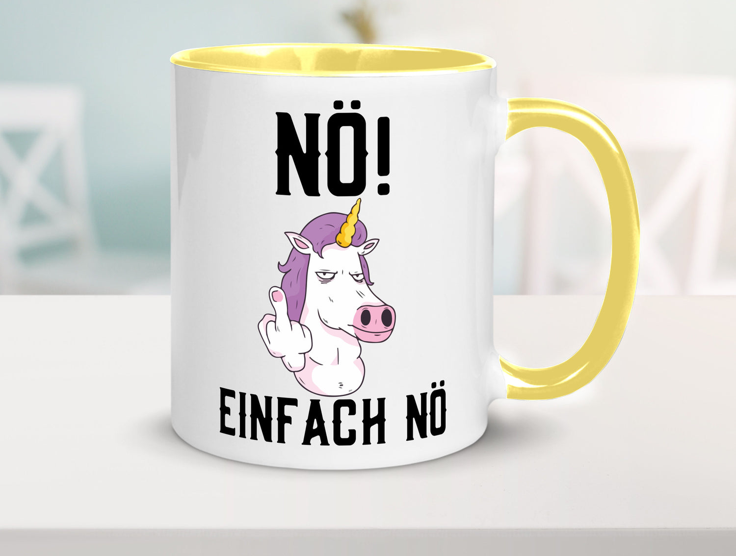 Einfach Nö | Keinen Bock Einhorn Mittelfinger Comic Geschenkidee Humor Tasse