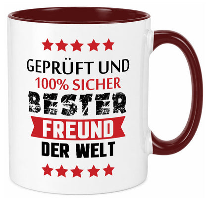 Geprüft &amp; Sicher bester Freund | Freundschaft lustiger Spruch Geschenk Humor Tasse