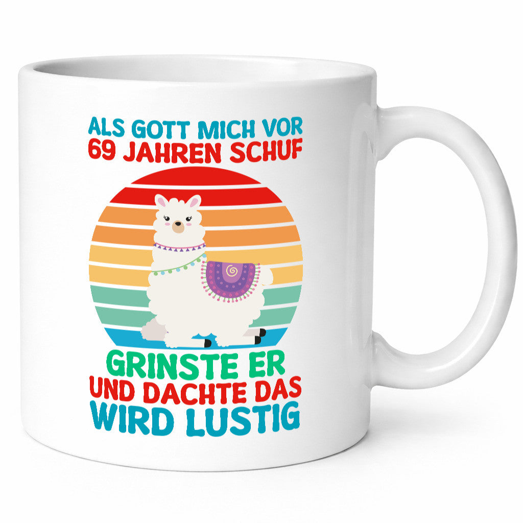 69. Geburtstag | 69 Jahre Gut Schuf mich Lama v2 Geschenkidee Humor Tasse