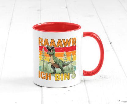 6. Geburtstag | 6 Jahre rarrrr ich bin Dinosaurier Humor Geschenkidee Tasse