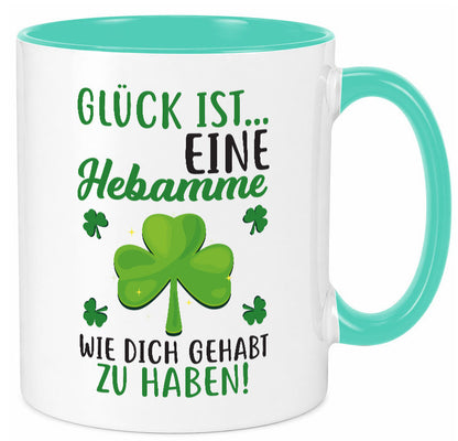 Hebamme Dankeschön | Dankes Tasse Kleeblätter Glück Humor Geschenkidee