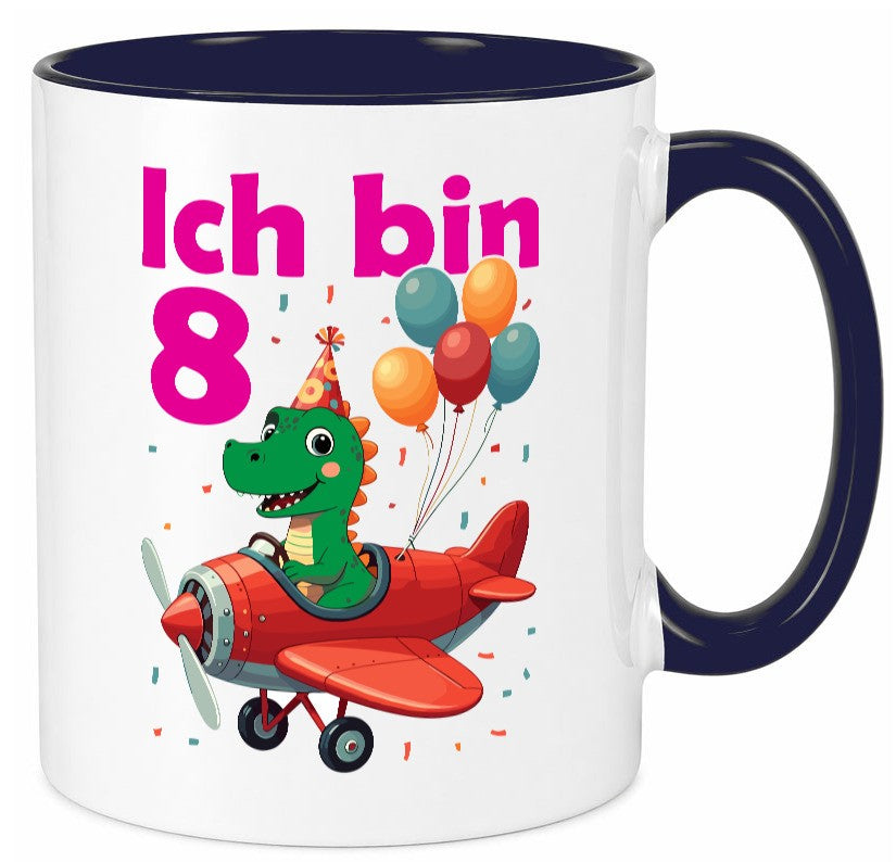 8. Geburtstag | 8 Jahre Drache Flugzeug Geschenk Geschenkidee lustiger Spruch Tasse