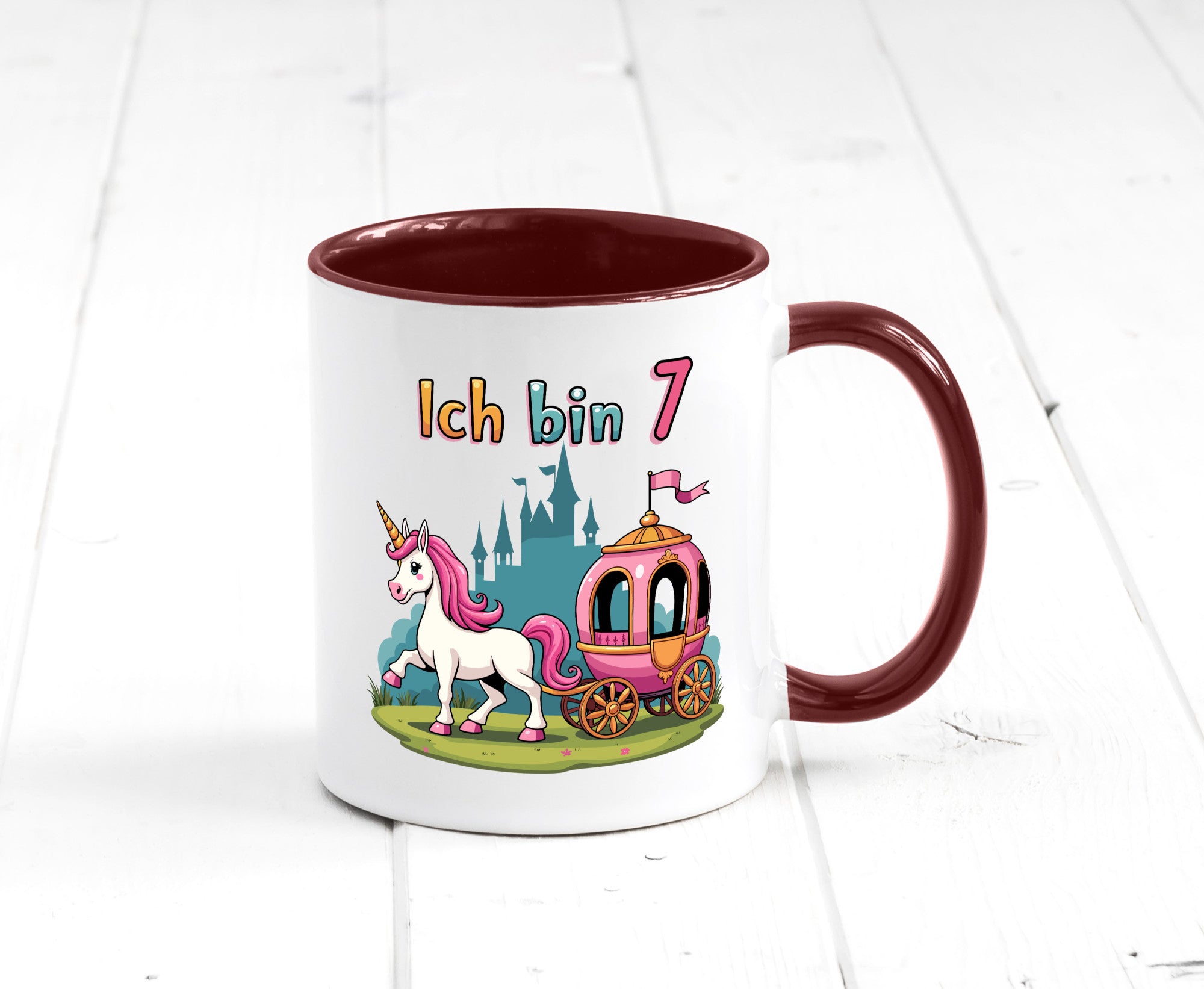 7. Geburtstag | Prinzessin in Kutsche Einhorn lustiger Spruch Geschenk