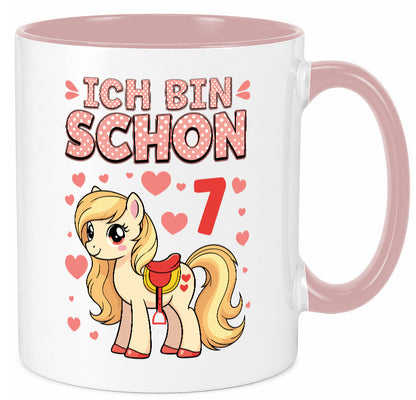 7. Geburtstag | 7 Jahre Mädchen Reiten Pony lustiger Spruch Geschenk Tasse