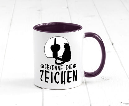 Erkenne die Zeichen | Katze Humor Tierliebhaber Geschenkidee Tasse