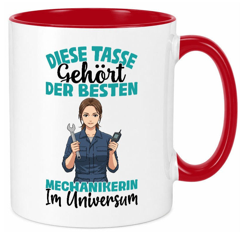 Im Universum: Mechanikerin | KFZ lustiger Spruch Geschenk Humor Geschenkidee Tasse