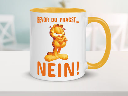 Bevor du fragst? Nein! | grimmige Katze Spruchtasse lustig Tierliebhaber Humor