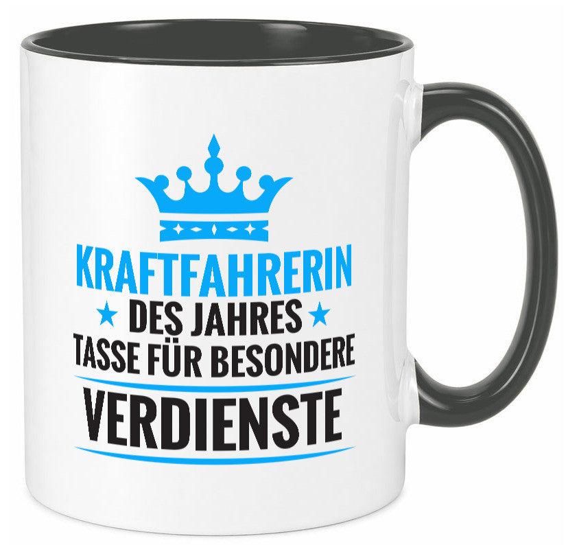 Besonderer Verdienst: Kraftfahrerin | Lastwagen LKW Humor Geschenkidee Tasse