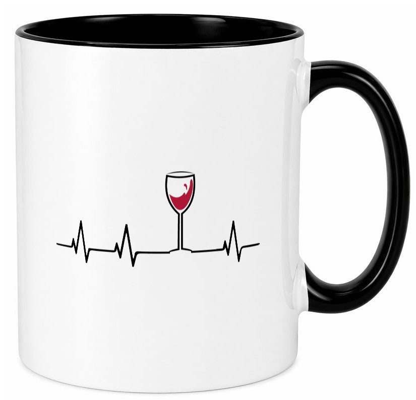 Wein Herzschlag | Rotwein Glas Trinker Winzer Humor Geschenkidee Tasse