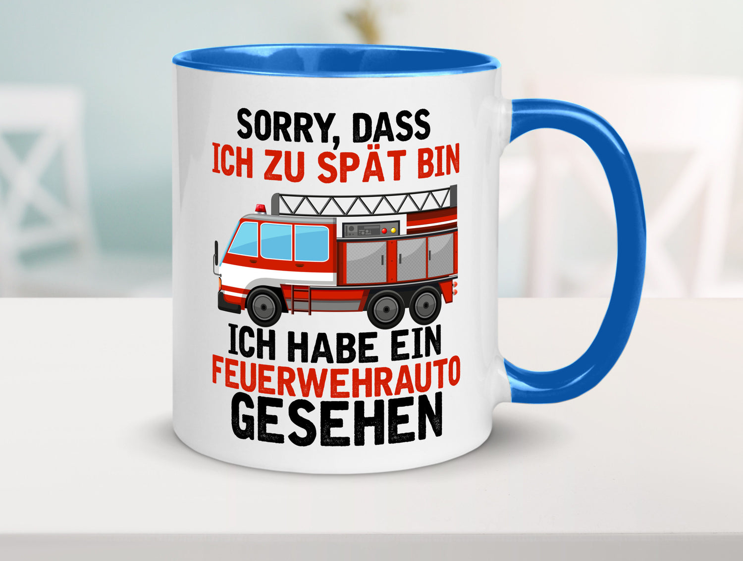 Ich hab ein feuerwehrauto gesehen | lustig Humor Geschenkidee Geschenk Tasse