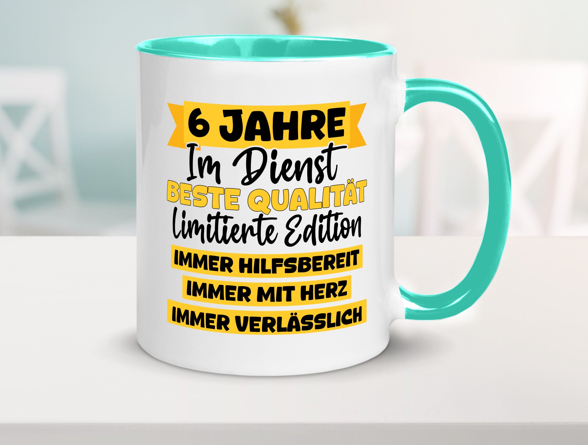 6 Jahre im Dienst | Jubiläum Arbeit v8 Geschenkidee Kollegen Büro Humor Tasse