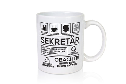 Achtung Probleme Sekretär | Büro Geschenkidee Arbeit Kollegen Humor Tasse