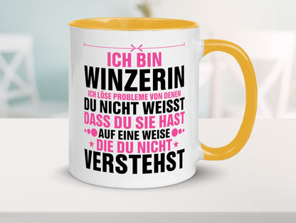 Löse Probleme: Winzerin | Weinbauer Wein Humor Geschenkidee Tasse