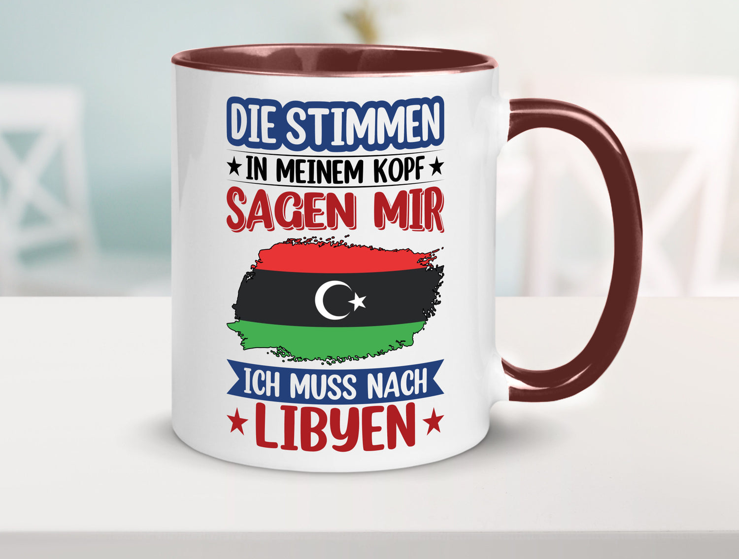 Libyen | Urlaub Stimmen in meinem Kopf Traumland Geschenkidee Humor Tasse