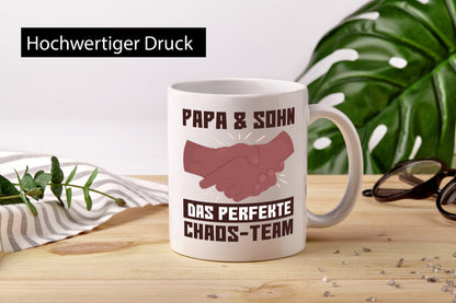 Papa &amp; Sohn | Spruchtasse Chaos-Team Vatertag lustiger Spruch Geschenk Familie
