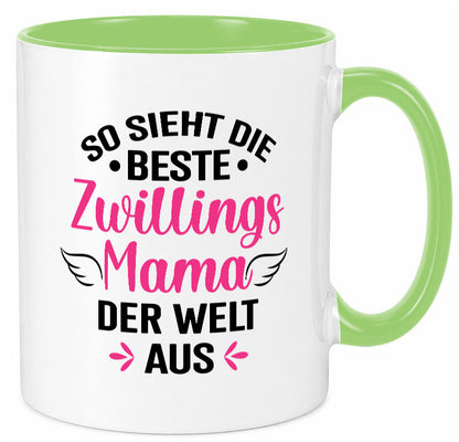 So sieht die Beste Zwillingsmama der Welt aus | Mama lustiger Spruch Geschenk Tasse