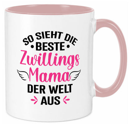 So sieht die Beste Zwillingsmama der Welt aus | Mama lustiger Spruch Geschenk Tasse