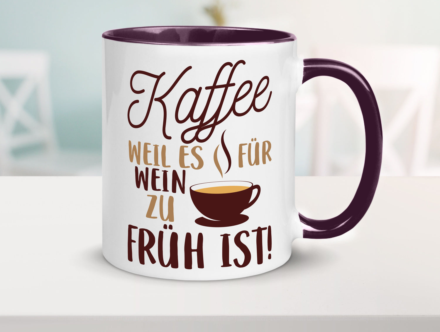 Weil es für Wein zu früh ist | Kaffeetrinker Herzschlag Humor Geschenkidee Tasse