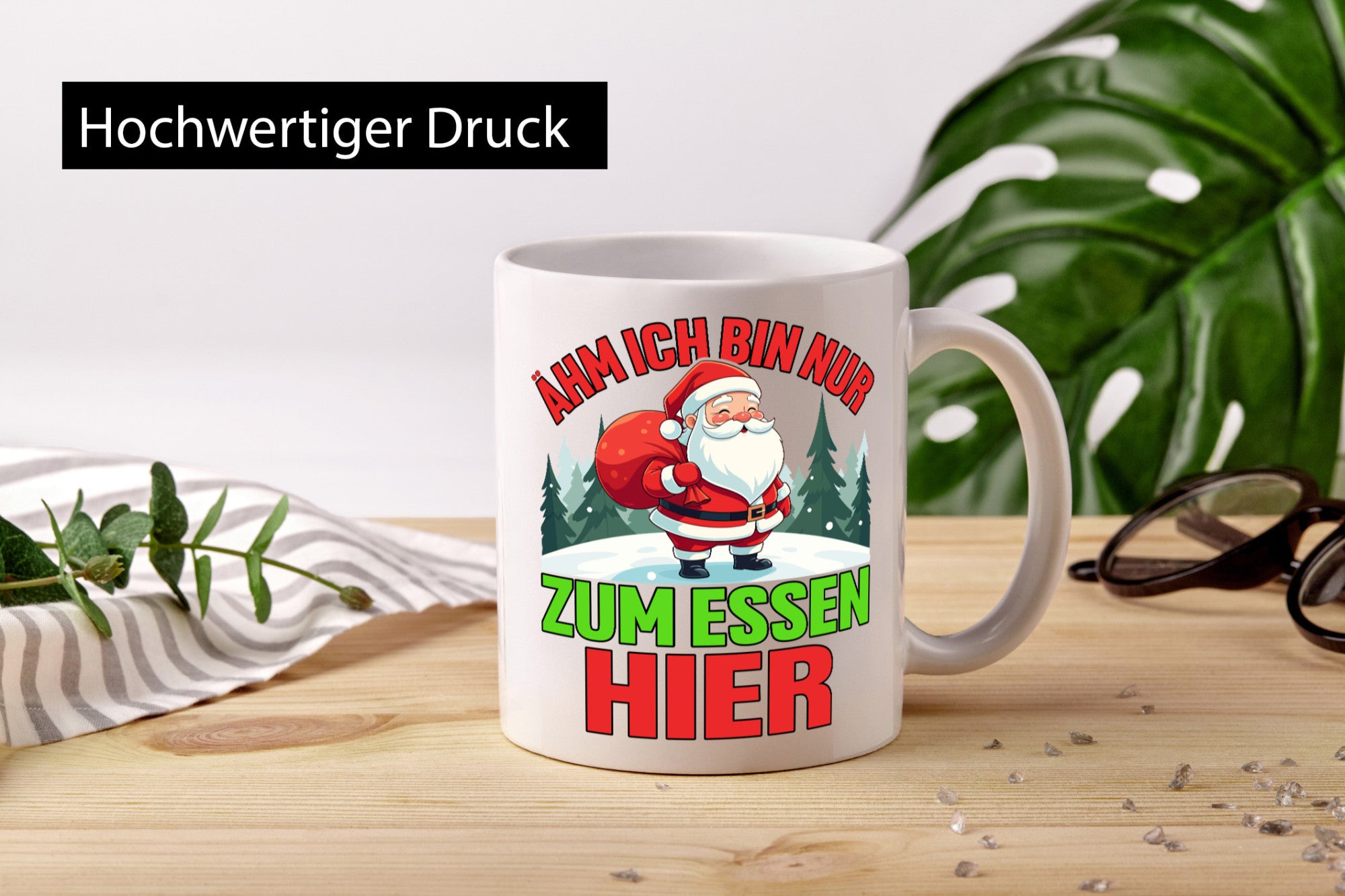 Ich bin nur zum essen hier | Weihnachtsmann Weihnachten v2 Geschenkidee Humor