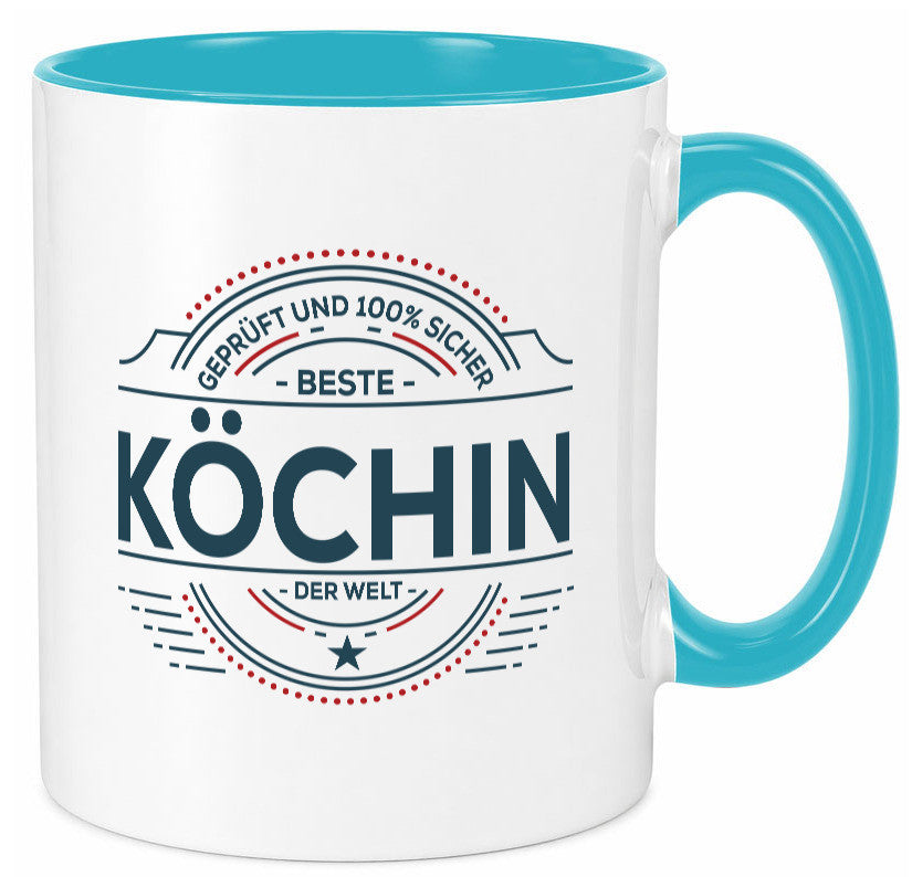 Geprüft und sicher: Köchin | Chefköchin Chefkoch lustiger Spruch Geschenk Tasse