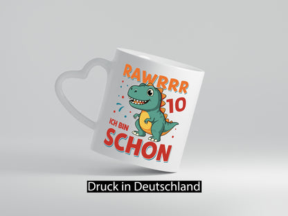 10. Geburtstag | 10 Jahre Rawr Ich bin schon T-Rex Geschenkidee Humor Tasse