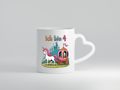 4. Geburtstag | Prinzessin in Kutsche Einhorn lustig Geschenkidee Geschenk Tasse
